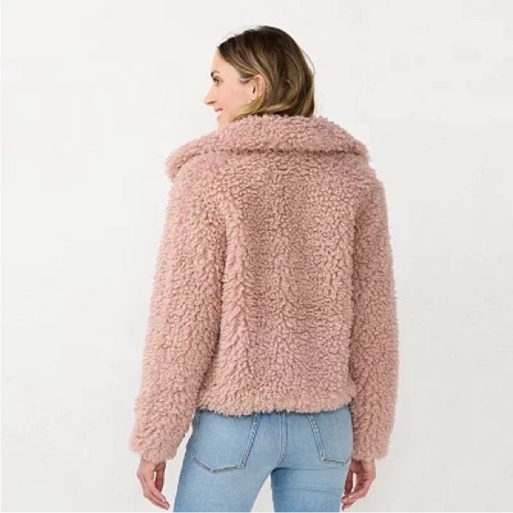 LC Lauren Conrad Cropped Faux-Fur Jacket Sz XL - Picture 3 of 8